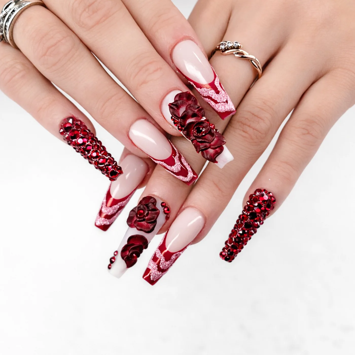 Red rose couture nail set
