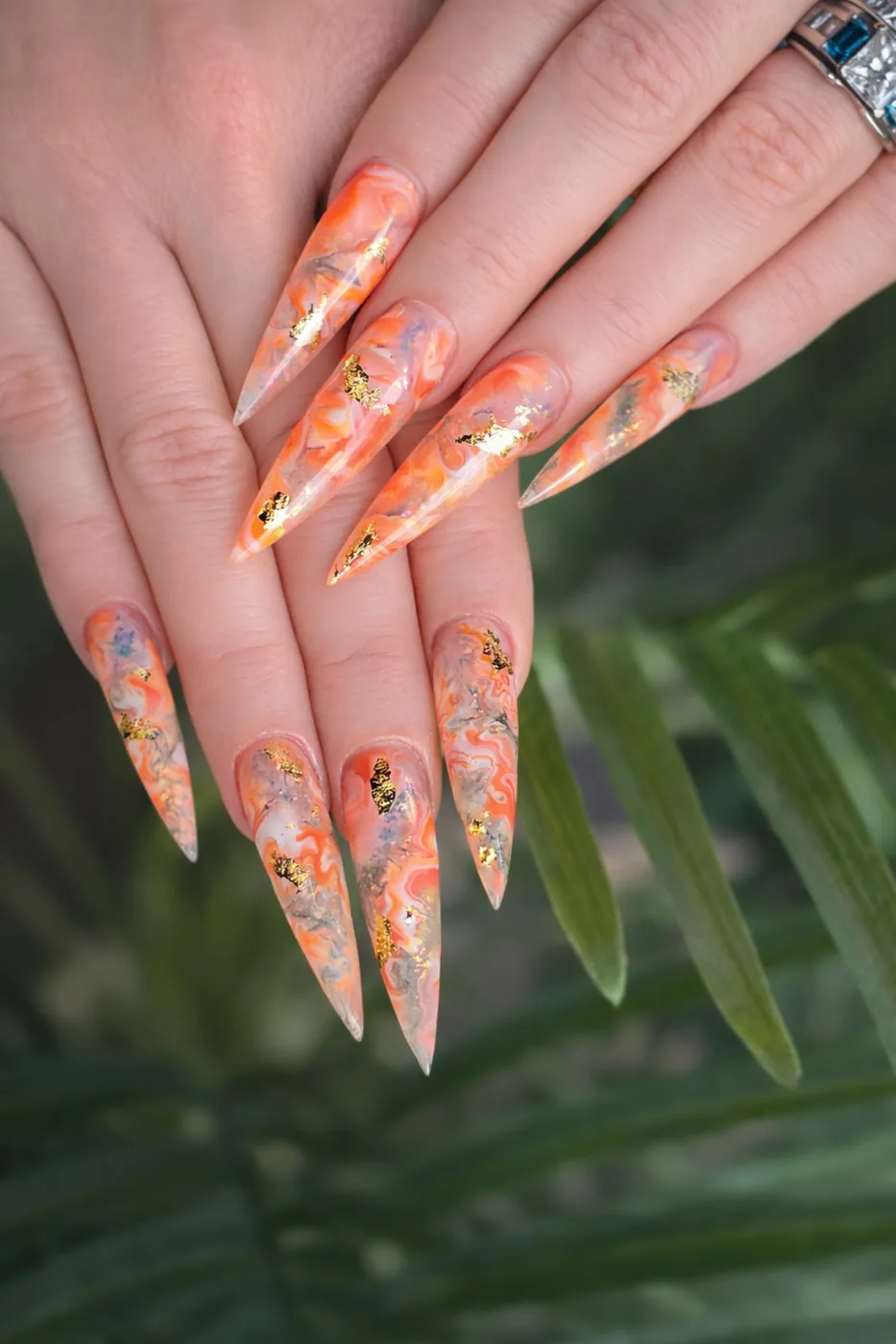 Sunset marble nail set