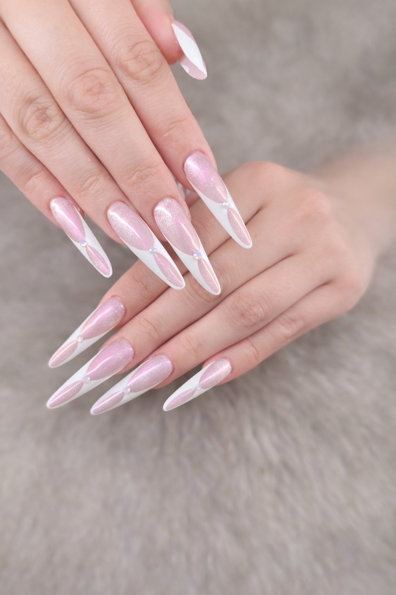 Soft pink and white nail design at Nails Theory Beauty
