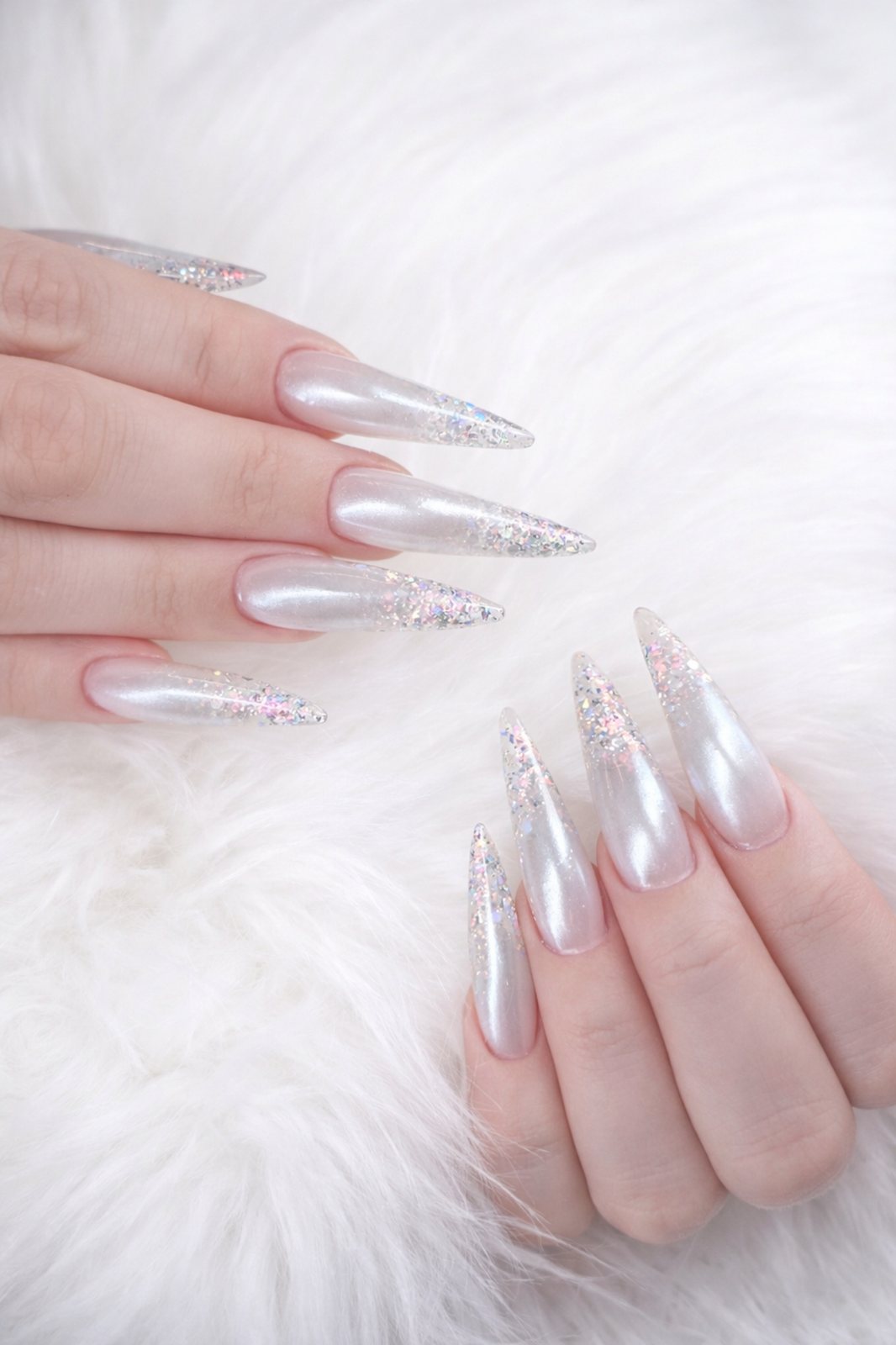 Bridal silver frost nail inspiration